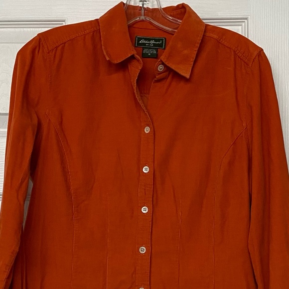 Eddie Bauer Orange Classic Corduroy Button Front Shirt Sz M - Picture 3 of 4